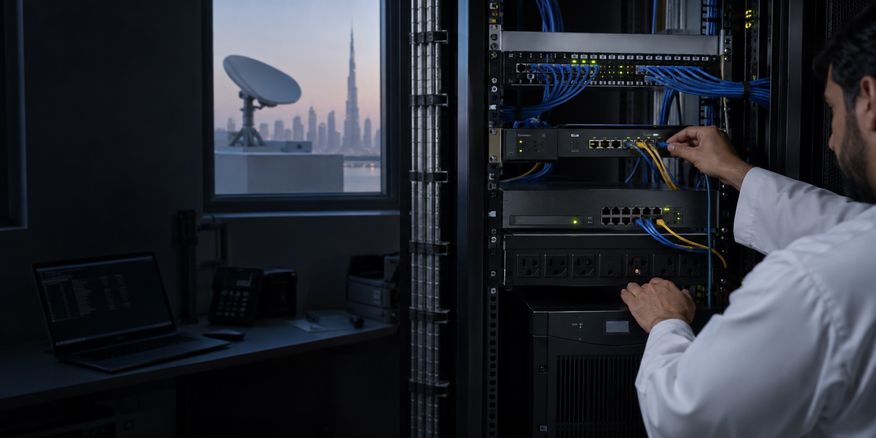 Network engineer testing a dual-path internet failover setup