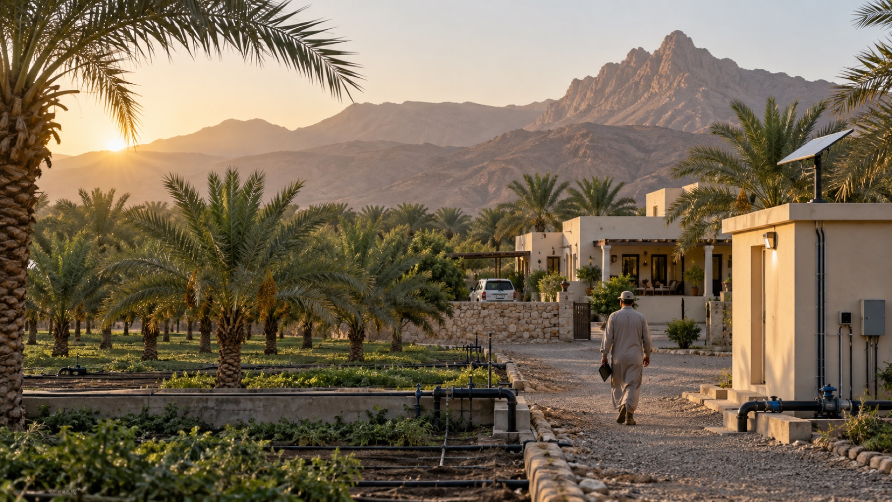 Al Ain farm and villa landscape illustrating remote connectivity needs