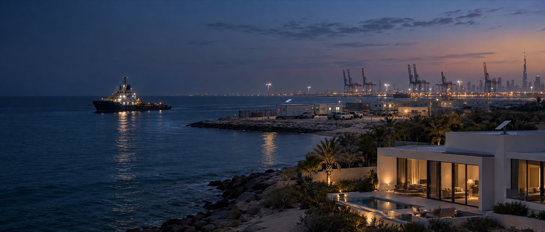 UAE home, business site and vessel illustrating different satellite plan needs